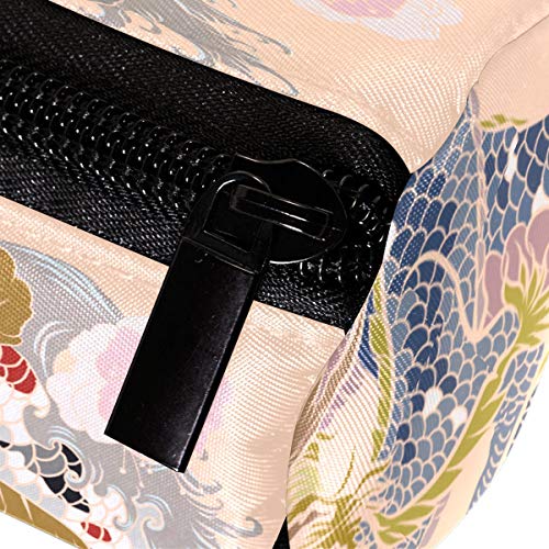 Estuche de lápiz tradicional japonés Koi Fish Tattoo con la onda y la flor bolsa de la bolsa de papelería de la escuela caja de la pluma con cremallera cosmética bolsa de maquillaje