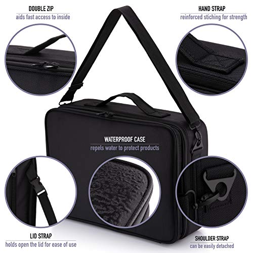 Estuche de Viaje de Maquillaje Grande | Incluye 10 Piezas | Divisores de Compartimentos Ajustables | Estuche de Maquillaje de Viaje, Resistente al Agua | 15.7in * 5.5in * 11.4in