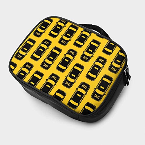Estuche de viaje negro para taxi trafico en amarillo, para maquillaje, cosméticos, bolsa de almacenamiento portátil para cosméticos, brochas de maquillaje, joyas, accesorios digitales