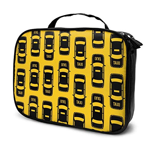 Estuche de viaje negro para taxi trafico en amarillo, para maquillaje, cosméticos, bolsa de almacenamiento portátil para cosméticos, brochas de maquillaje, joyas, accesorios digitales