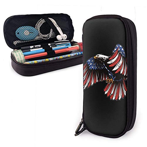 Estuche Escolar de Gran Capacidad, Bolsa de Lápiz Organizador para Material Papelería con Cremallera Doble Águila bandera americana para Hombre Mujer Estudiante en Escuela Oficina