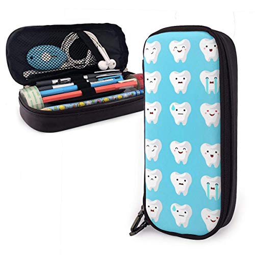 Estuche Escolar de Gran Capacidad, Bolsa de Lápiz Organizador para Material Papelería con Cremallera Doble Blanco Dental Conjunto Dientes Clinica para Hombre Mujer Estudiante en Escuela Oficina
