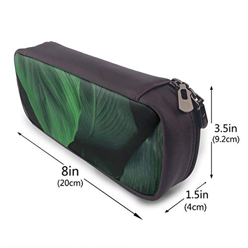 Estuche Escolar de Gran Capacidad, Bolsa de Lápiz Organizador para Material Papelería con Cremallera Doble Hojas tropicales con textura verde oscuro para Hombre Mujer Estudiante en Escuela Oficina