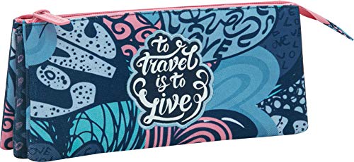 Estuche Organizador Escolar Privata Live | Estuche Tres Compartimentos, Estuche Triple de Gran Capacidad con Sistema de Cerradura con Cremallera Metalica Gruesa - Medidas 23 x 11 x 5 cm