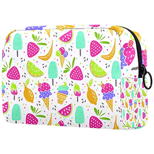 Estuche organizador portátil para maquillaje de dulces postres helados y frutas, para viajes, tren de maquillaje, cosméticos, bolsa de almacenamiento