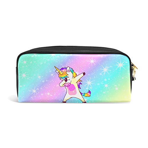 Estuche para lápices, diseño de unicornio con estrellas arcoíris, bolsa de maquillaje de viaje, gran capacidad, impermeable, 2 compartimentos, el mejor regalo de Halloween para niños y niñas