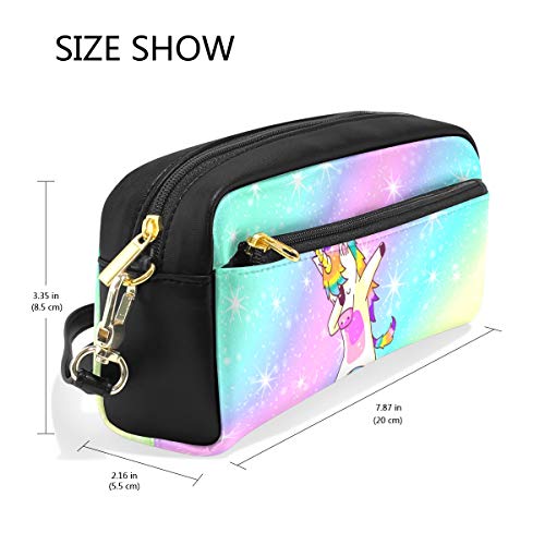 Estuche para lápices, diseño de unicornio con estrellas arcoíris, bolsa de maquillaje de viaje, gran capacidad, impermeable, 2 compartimentos, el mejor regalo de Halloween para niños y niñas