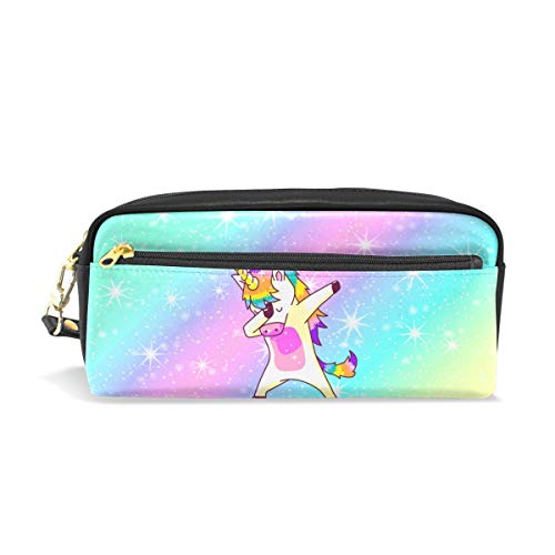 Estuche para lápices, diseño de unicornio con estrellas arcoíris, bolsa de maquillaje de viaje, gran capacidad, impermeable, 2 compartimentos, el mejor regalo de Halloween para niños y niñas