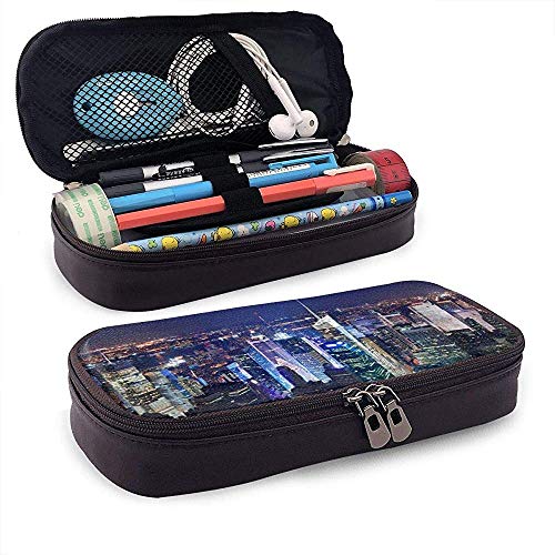 Estuche para lápices Estuche para lápices Estuche para maquillaje Estuche para papelería Estuche para cosméticos - Impresión del horizonte de la ciudad de Nueva York