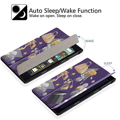 Estuche para Tableta Fire HD 8 (Lanzamiento 2018/2017/2016), Bolsos Lápiz Labial Tacones Altos Perfume Flying Case Cover con Auto Wake/Sleep