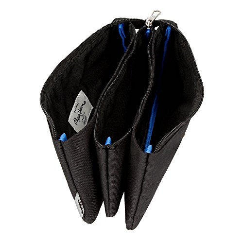 Estuche Pepe Jeans Cross Negro tres compartimentos