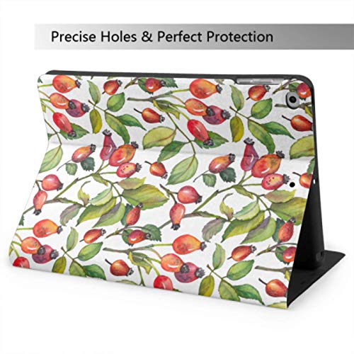 Estuche resistente para iPad, rosa mosqueta roja, bayas y hojas verdes, estuche de viaje para iPad Mini 4 / mini 5/2018 6th / 2017 5th / air / air 2 con Auto Wake / Sleep Funda magnética para iPad para niñas