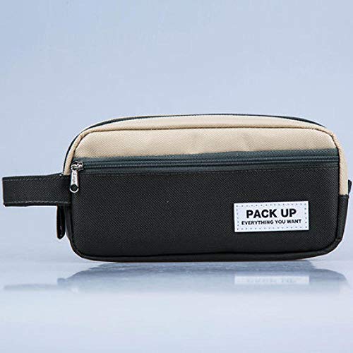 Estuches Marrón Portabl Contraste Color Lienzo Lápiz Bolsa Papelería Almacenamiento Organizador Bolsa Útiles Escolares Premio Para Estudiantes Estuche Para Lápices Bolsa De Cosméticos