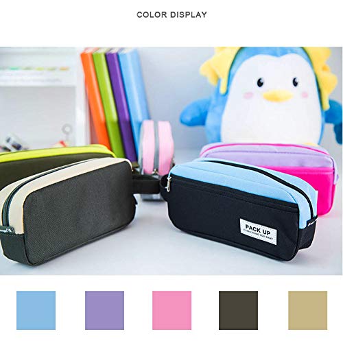 Estuches Rosa Portabl Contraste Color Lienzo Lápiz Bolsa Papelería Almacenamiento Organizador Bolsa Útiles Escolares Premio Para Estudiantes Estuche Para Lápices Bolsa De Cosméticos