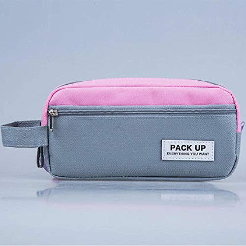 Estuches Rosa Portabl Contraste Color Lienzo Lápiz Bolsa Papelería Almacenamiento Organizador Bolsa Útiles Escolares Premio Para Estudiantes Estuche Para Lápices Bolsa De Cosméticos