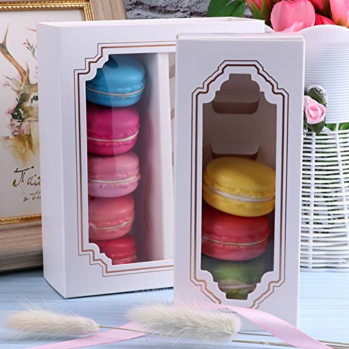 Etiger - Caja de macarrones, 10 piezas de accesorios para hornear, caja de regalo macarons con ventana para macarons pasteles, postres, galletas, etc., No nulo, como se muestra en la imagen, Small