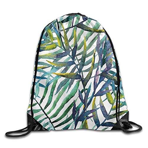 Etryrt Mochilas/Bolsas de Gimnasia,Bolsas de Cuerdas, Colorful Palm Leaves Men & Women Drawstring Backpack Travel Bag