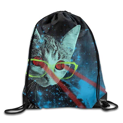 Etryrt Mochilas/Bolsas de Gimnasia,Bolsas de Cuerdas, Space Cat Big Adventure Drawstring Backpack Rucksack Shoulder Bags Training Gym Sack For Man and Women