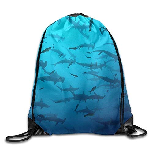 Etryrt Mochilas/Bolsas de Gimnasia,Bolsas de Cuerdas, Unisex Shark Week Print Drawstring Backpack Rucksack Shoulder Bags Gym Bag ort Bag