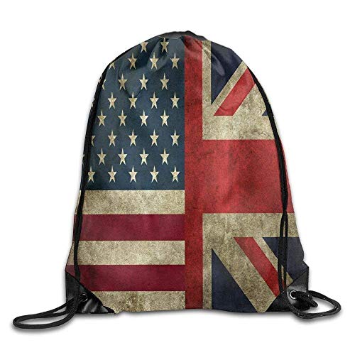 Etryrt Mochilas/Bolsas de Gimnasia,Bolsas de Cuerdas, US and UK Flag Funny Gym Drawstring Bags Travel Backpack Tote School Rucksack