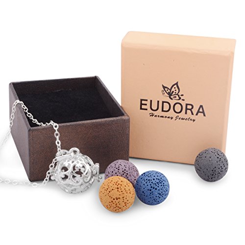 Eudora Colgante Aromaterapia Mujer Difusor de Aroma, Piedra Volcánica Collar de Difusor de Aceite Esencial de Aromaterapia joyería Perfume Camafeo Jaula Bola de Lava 7pcs