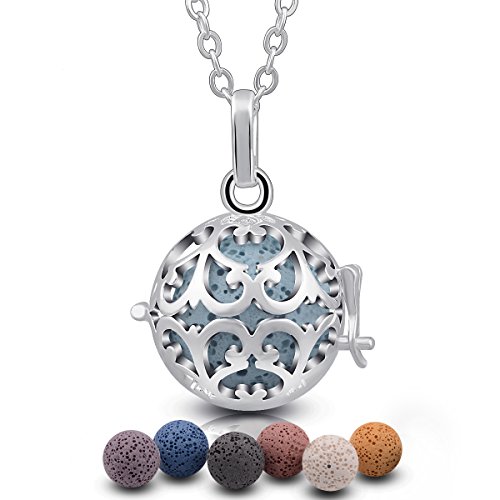 Eudora Colgante Aromaterapia Mujer Difusor de Aroma, Piedra Volcánica Collar de Difusor de Aceite Esencial de Aromaterapia joyería Perfume Camafeo Jaula Bola de Lava 7pcs