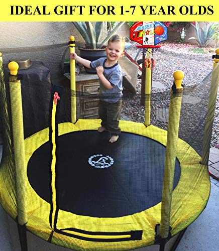 EUR POINT Trampolín para niños de 150 cm con recinto de Seguridad, resortes de Alta Resistencia de 36 Piezas - trampolín Ideal para el jardín para el Regalo de cumpleaños de los niños