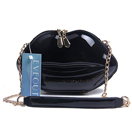 EVEOUT Bolso de Noche Para Mujer Con Labios Rojos Sexy Embrague de Fiesta Bolso Bandolera con Bandolera