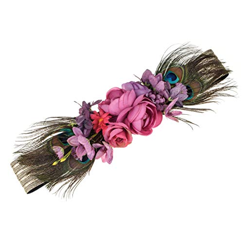 Ever Fairy moda flor cinturones para mujer niña dama de honor vestido de satén cinturón boda fajas cinturón de la pluma tela elástica cinturón accesorios (A)