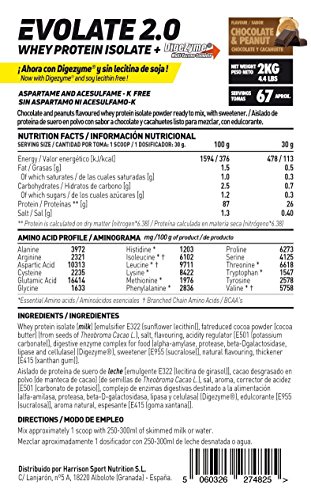EVOLATE 2.0 (WHEY ISOLATE CFM) (Chocolate - Cacahuete, 2 Kg)