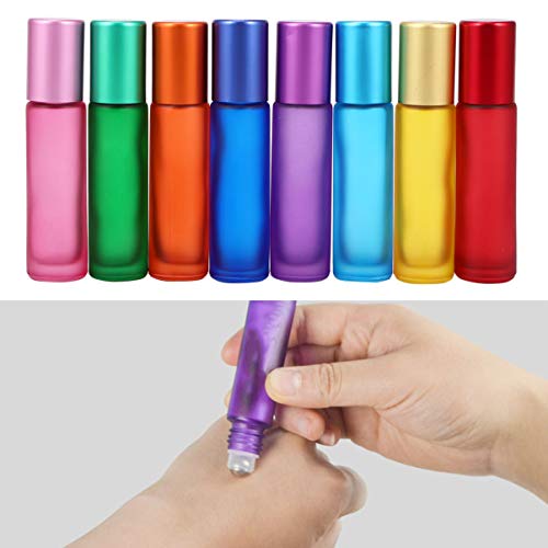 EXCEART 8 Piezas 10 Ml Aceites Esenciales de Vidrio Botellas de Rodillo Rollo Recargable en Frascos de Tubo Frascos Recipientes para Aceites Esenciales Perfumes Bálsamo Labial de