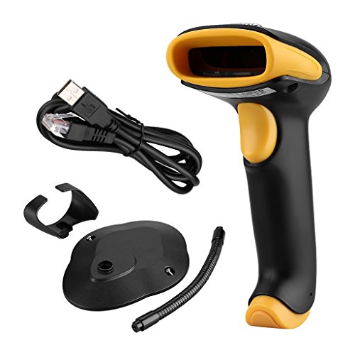 Excelvan Láser Escáner Código Barras USB Mano (Rápido, Portátil, Sistema Win xp,7,8,10,vista,Smartphone) con Soporte