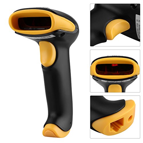 Excelvan Láser Escáner Código Barras USB Mano (Rápido, Portátil, Sistema Win xp,7,8,10,vista,Smartphone) con Soporte