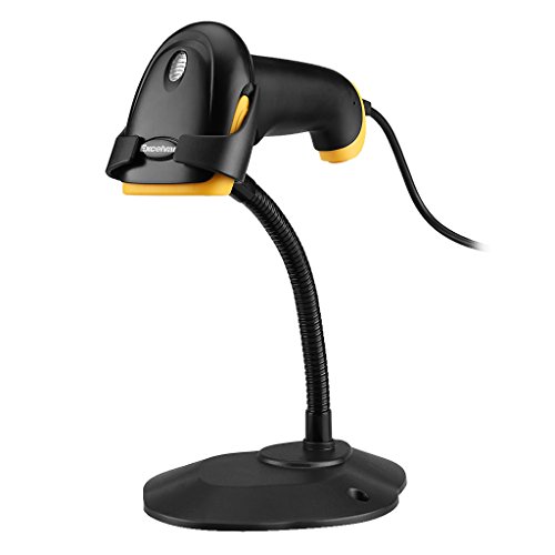 Excelvan Láser Escáner Código Barras USB Mano (Rápido, Portátil, Sistema Win xp,7,8,10,vista,Smartphone) con Soporte