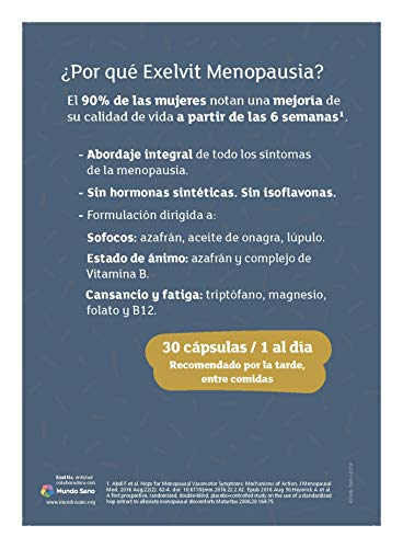 Exelvit Menopausia - Complemento alimenticio para menopausia - 30 Cápsulas