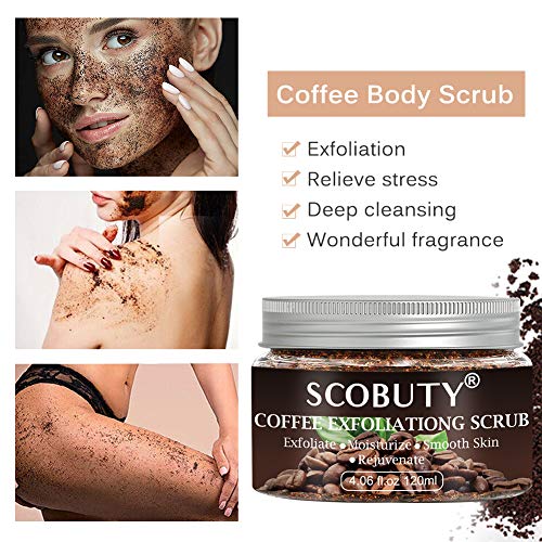 Exfoliante Corporal,Exfoliante de Café,Exfoliante Natural,Body Scrub,Exfoliante Corporal de Café Para Exfoliar la Piel Alisadora,Anticelulítica, Reducir los Poros Purificar las Espinillas del Acné