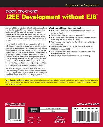 Expert One-to-One J2EE Development (Expert One-On-One)