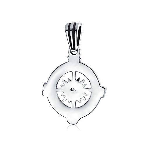 Explorador viaje vikingo disco medallón rosa brújula colgante collar para hombres para mujeres oxidado 925 plata de ley