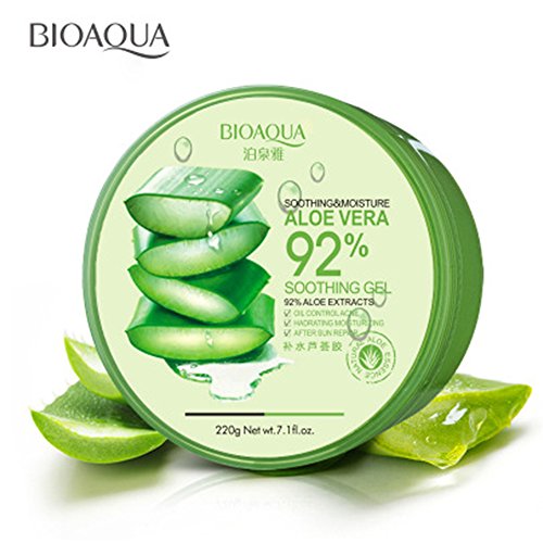 Extractos de aloe vera BIOAQUA 92% hidratante para eliminar manchas de acné, crema de noche para la cara, reposición relajante, gel de larga duración, 220 g