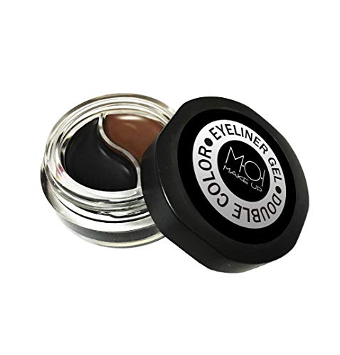 Eyeliner en gel DOUBLE COLOR negro-marrón PROFESIONAL larga duración con pinceles M·O·I Makeup