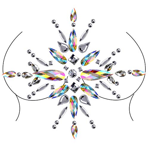 Face Gem Stickers, Konsait 4 piezas Etiqueta engomada de diamantes de imitación Cara Joyas Pegatinas cara cristal Tatuajes Temporales falso para Bindi Cuerpo Maquillaje Festival Fiesta