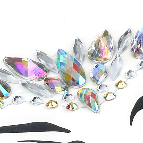Face Gem Stickers, Konsait 4 piezas Etiqueta engomada de diamantes de imitación Cara Joyas Pegatinas cara cristal Tatuajes Temporales falso para Bindi Cuerpo Maquillaje Festival Fiesta