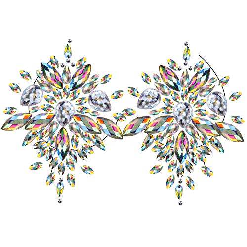 Face Gem Stickers, Konsait 4 piezas Etiqueta engomada de diamantes de imitación Cara Joyas Pegatinas cara cristal Tatuajes Temporales falso para Bindi Cuerpo Maquillaje Festival Fiesta