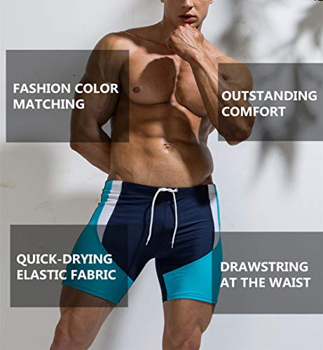 Fansu Bañadores de Natación Hombre Boxeador, Transpirable Pantalones Trajes de Baño Cortos Slip De Playa Piscina Bañadores Secado Rápido Playa Surf Corriendo (M,Azul)
