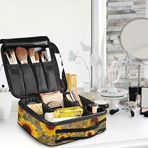 FANTAZIO Bolsa de maquillaje refrescante girasol para maquillaje, organizador de maquillaje