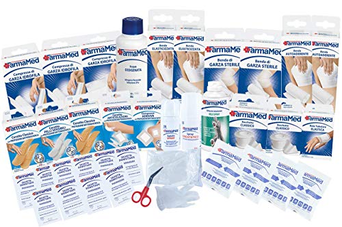 FARMAMED Botiquín de Primeros Auxilios 250 piezas para llenar una bolsa médica deportiva, Para Hogar, Oficina, Deportes, Emergencias, Camping (bolsa excluida)