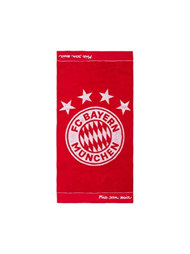 FC Bayern Múnich - Toalla de ducha, diseño con emblema, color rojo y blanco