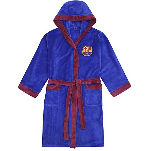 FCB FC Barcelona - Batín con Forro Polar y Capucha para Hombre - Producto Oficial - Azul - XL