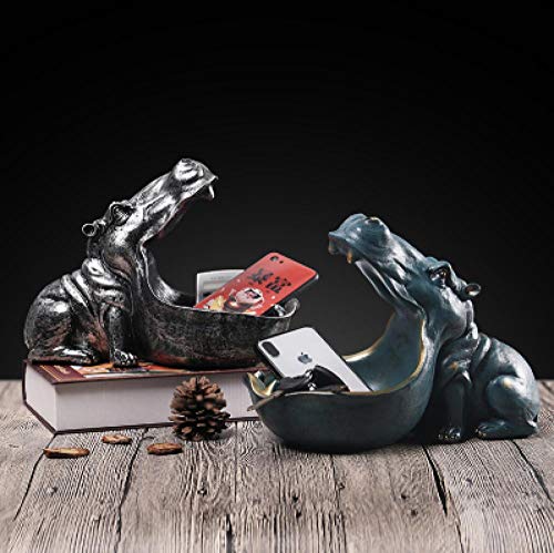 fcndsfk Decoración Estatua de Resina de hipopótamo Decoración Hippo Crafts Escultura Estatua Teléfono Clave Snack Decoración Caja de Almacenamiento Decoración del hogar Arte Regalo