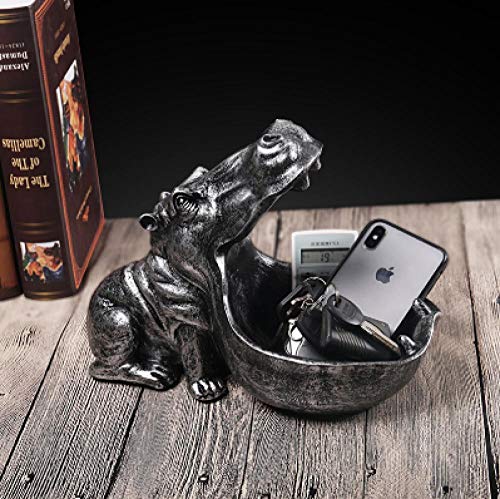 fcndsfk Decoración Estatua de Resina de hipopótamo Decoración Hippo Crafts Escultura Estatua Teléfono Clave Snack Decoración Caja de Almacenamiento Decoración del hogar Arte Regalo